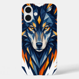 Lobo Geométrico Preto e Laranja Arte Poligonal