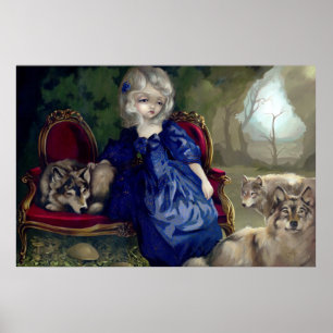 Lobo gótico do impressão da arte de Tristesse do