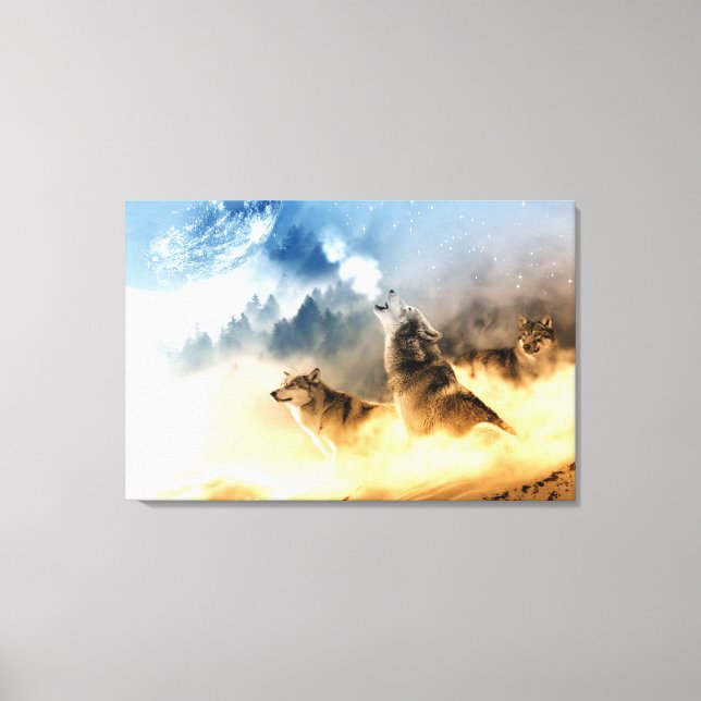 Lobo-luar na impressão de fotos da floresta de mon (Frente)