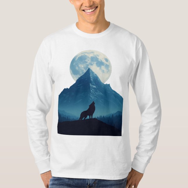 Lobo Místico Sob a Lua – Camiseta Unisex (Frente)