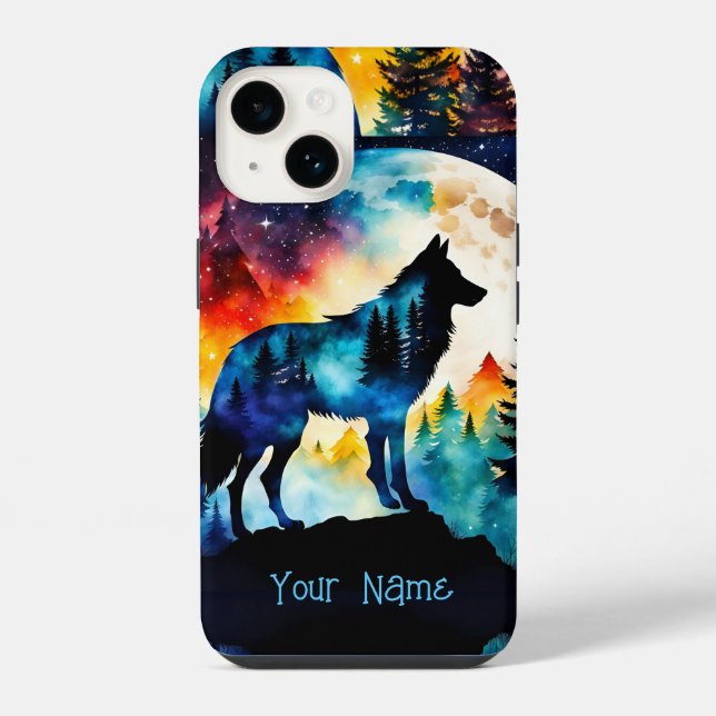 Lobo na montanha - lua cheia *Personalizar* (Verso)