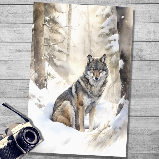 Lobo na Neve 3 - Papel de Decoupage (Criador carregado)