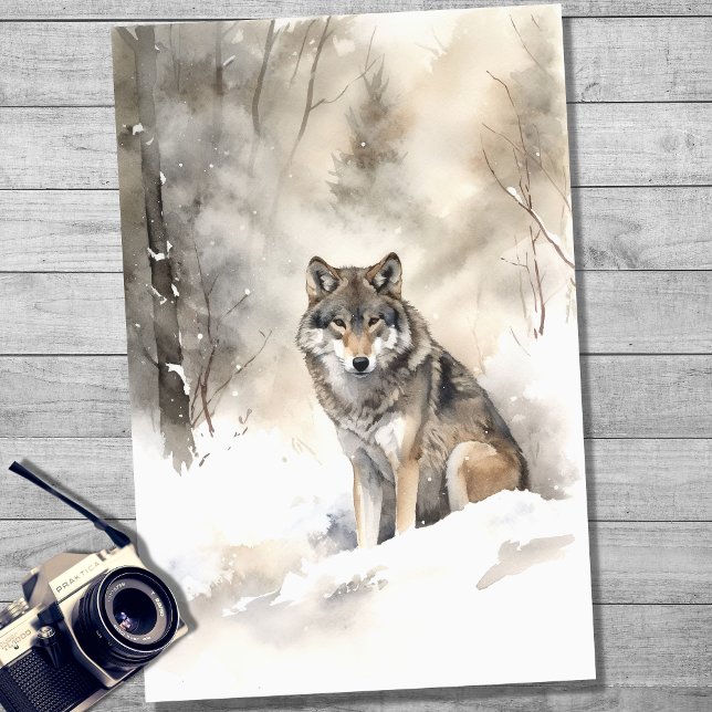Lobo na Neve 4 - Papel de Decoupage (Criador carregado)