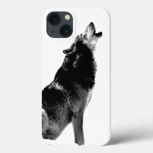 Lobo Negro e Branco Howling na Lua