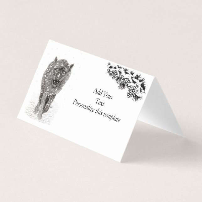 Lobo Negro Zangado na Neve, inverno selvagem (Frente)