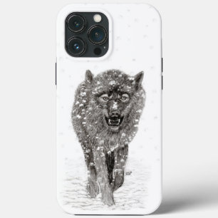 Lobo Negro Zangado na Neve, inverno selvagem