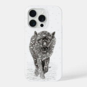 Lobo Negro Zangado na Neve, inverno selvagem