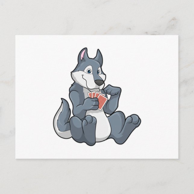 Lobo no Poker com cartões Poker (Frente)