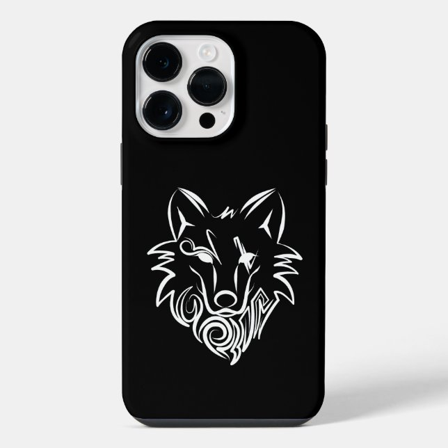 Lobo Tribal Preto e Branco (Verso)