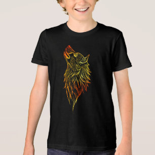 Lobo Uivando Dourado – Design Tribal de Animal Esp