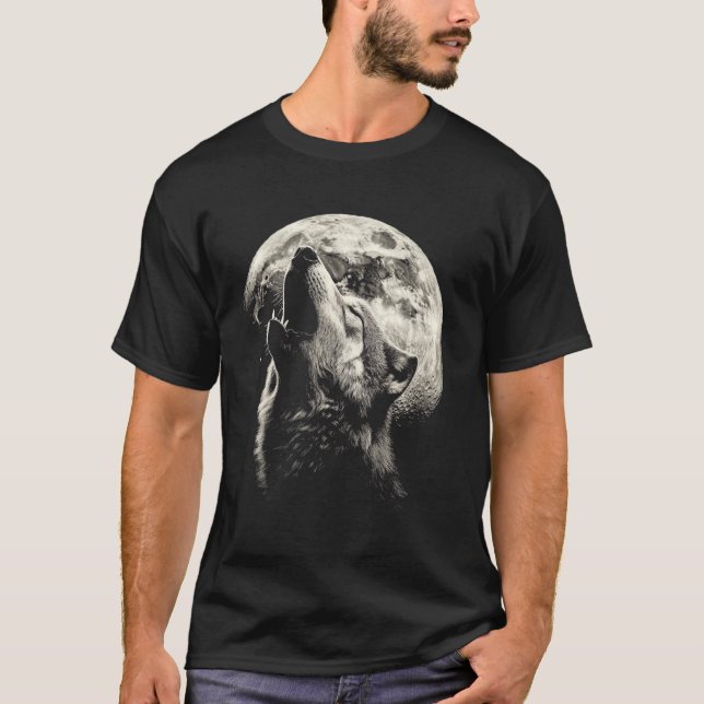 Lobo Uivando na Fase da Lua Cheia Ciclo Grunge Top (Frente)
