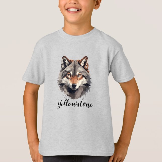 Lobo Yellowstone da Camisa do Menino (Frente)