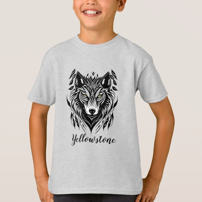 Lobo Yellowstone da Camisa do Menino (Frente)