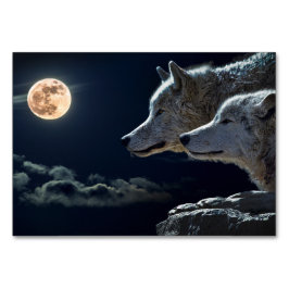 Lobos Brancos Givando no Cartão de Mesa da Lua Com
