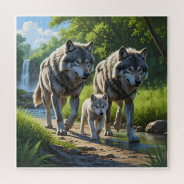 Lobos e Filhotes - Quebra-Cabeça de Animais