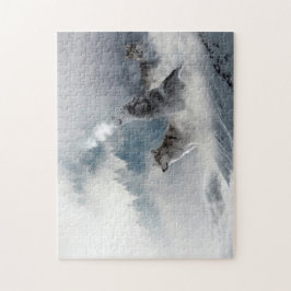 Lobos na Quebra-cabeça da neve de inverno