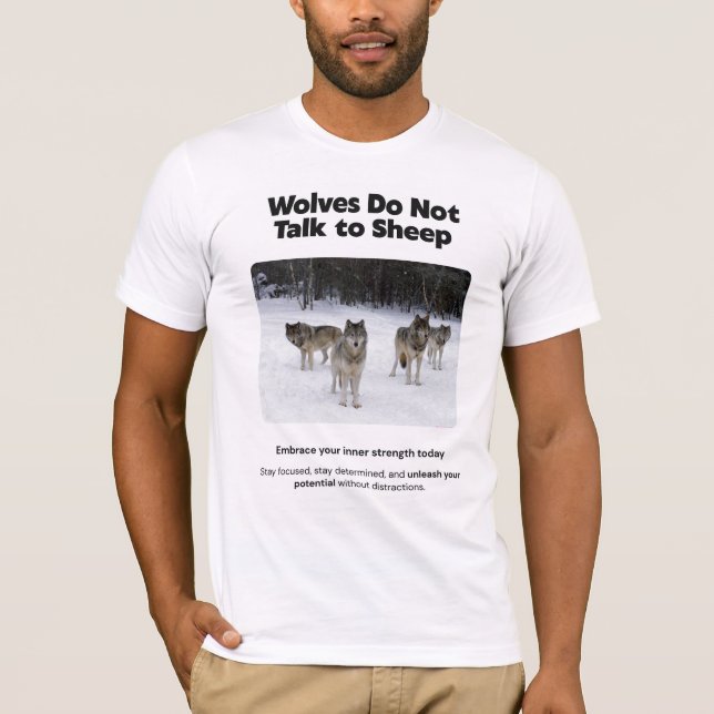 Lobos não falam com camiseta de ovelha (Frente)