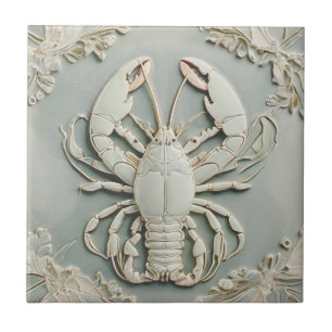 Lobster Art Nouveau Faux Alivio Mint Pastel