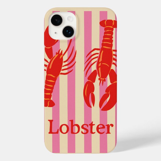 Lobster Pop Bold Crustaceans on Candy Stripes (Verso)