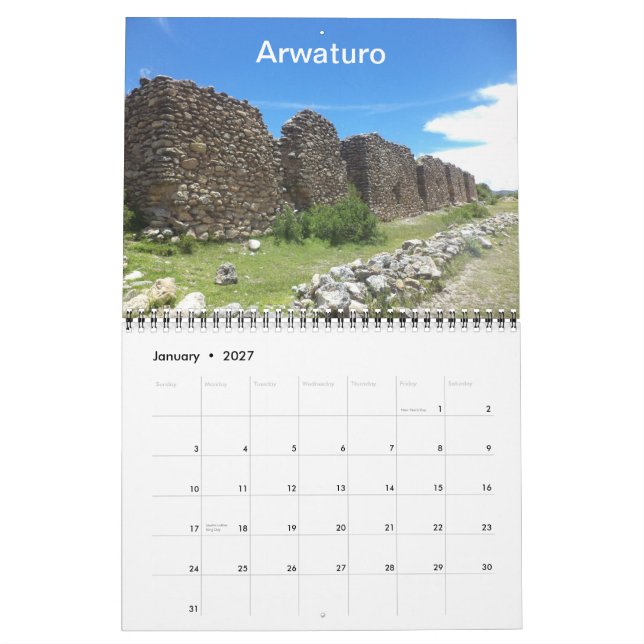 Locais Archeological do calendário de Peru (Jan 2027)
