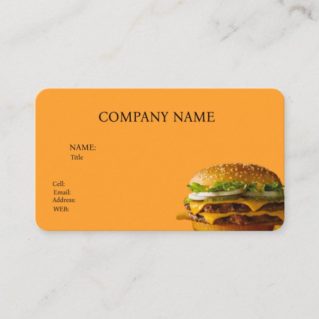LOCAL BÁSICO DO CARTÃO DE VISITA MODELO BURGER (Frente)