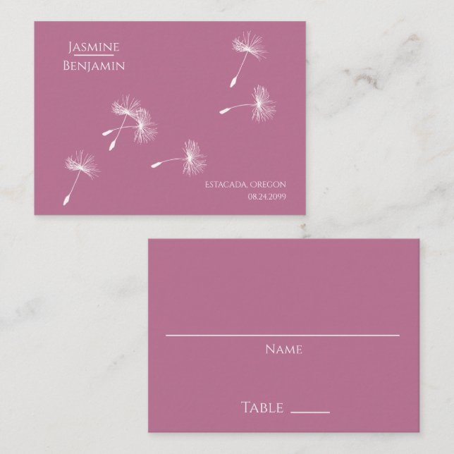 Local de Casamento de Dandelion Whimsical / Cartão (Frente/Verso)