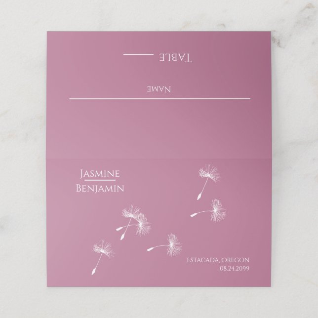 Local de Casamento de Dandelion Whimsical / Cartão (Exterior/Desdobrado)