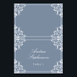 Local de Casamento Elegante / Cartões de Nome (Azu<br><div class="desc">Nadine Wedding Place Card Tents (Dusty Blue): Estas tendas elegantes do cartão de lugar vão adicionar riqueza às suas mesas de casamento! Para cartões de escolta (cartões que os seus hóspedes recebem quando entram pela primeira vez na sua recepção), mantenha o seu número na mesa. Para cartões de lugar (cartões...</div>