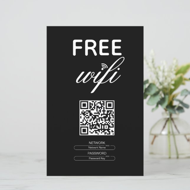 Local do Código QR Wi-Fi Simples e Branco Preto (Em pé/Frente)
