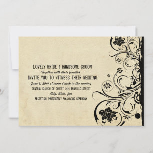 Localidade de Vintage Negra no Convite de Casament