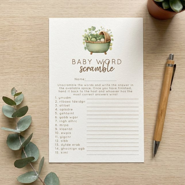 Locally Grown 'Word Scramble' Baby Shower Game (Criador carregado)