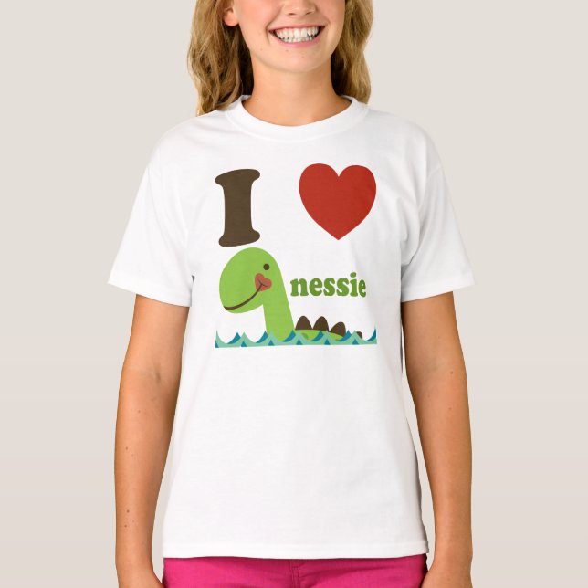 Loch Ness Monster I Heart Nessie Girls Camiseta (Frente)