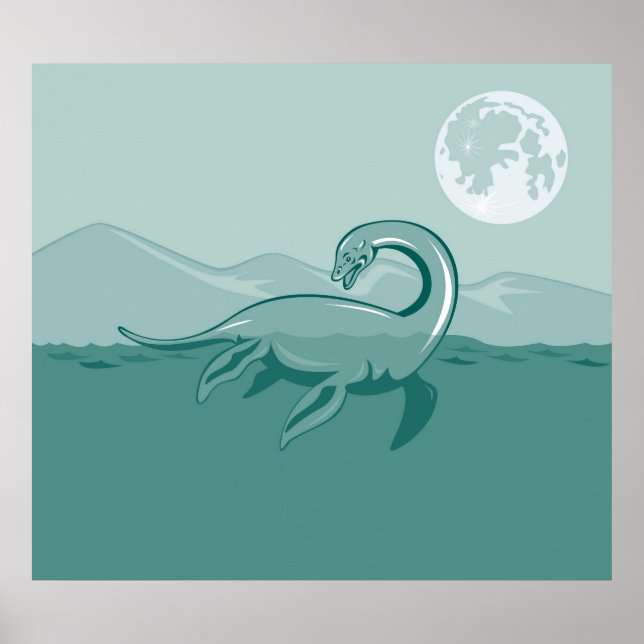 Loch Ness Monster Retro Poster (Frente)