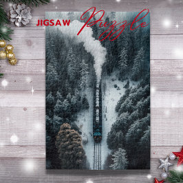 Locomotiva a vapor de neve em um quebra-cabeça de 