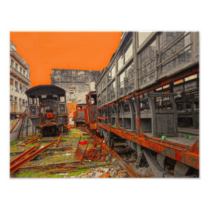 Locomotiva e impressão de fotografias dos vagões