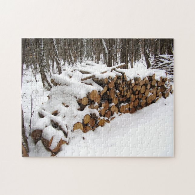 Log Pile no Quebra-cabeça de Fotografia de Woods c (Horizontal)