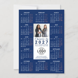 Logo Foto Info Azul Calendário 2027 Cartão Magnéti