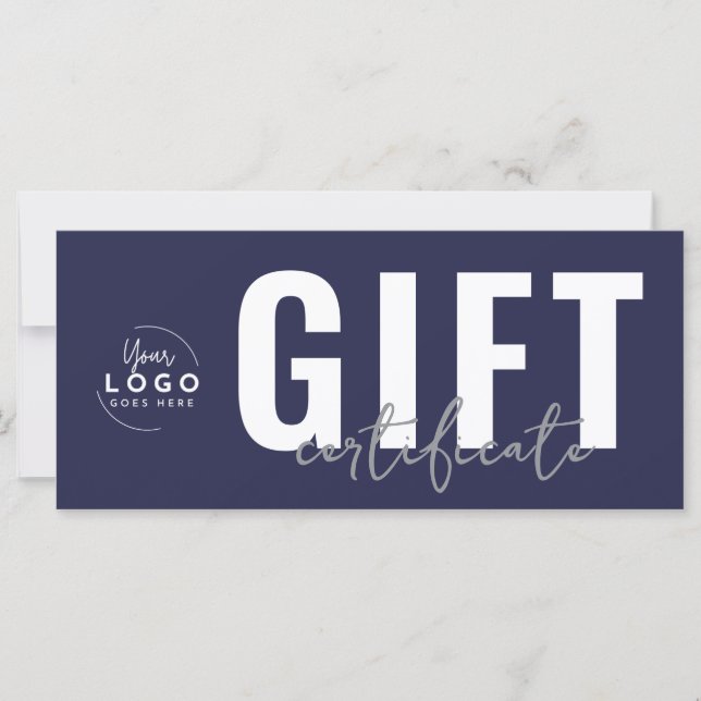 Logo Navy Blue Business Gift Certificate (Frente)