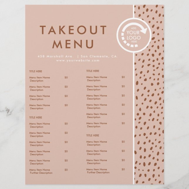 LOGO PERSONALIZADO Menu de retirada Beige & Boho M (Frente)