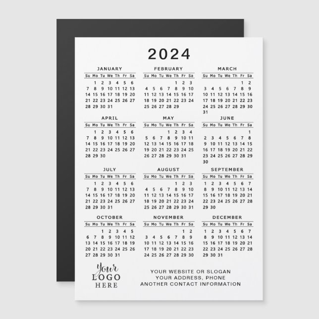 Logotipo 2024 Promoção do calendário magnético pre (Frente/Verso)