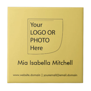 Logotipo Amarelo Suave da Tendência - Azulejo cerâ