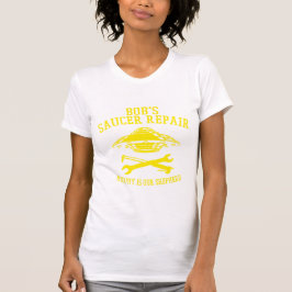 logótipo BSR amarelo da camiseta ajustado fina fem