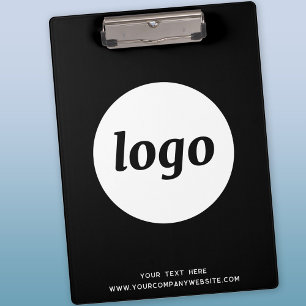 Logotipo com Texto Preto e Branco Prancheta de Neg