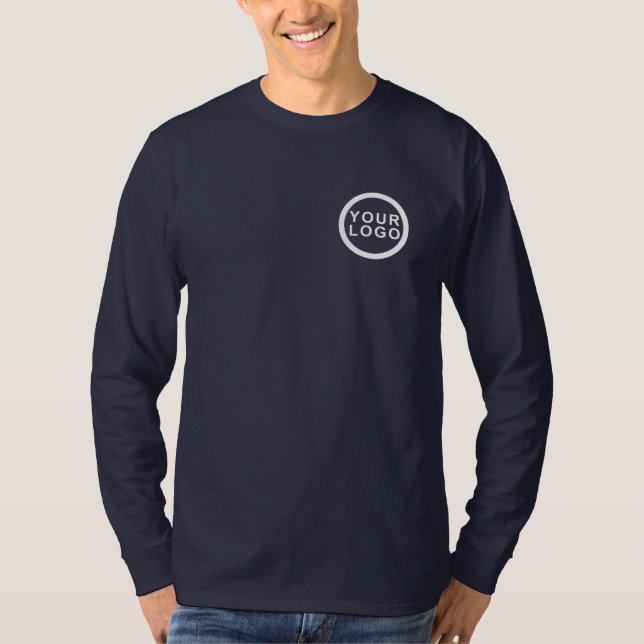 Logotipo comercial Camisa de folga longa masculina (Frente)