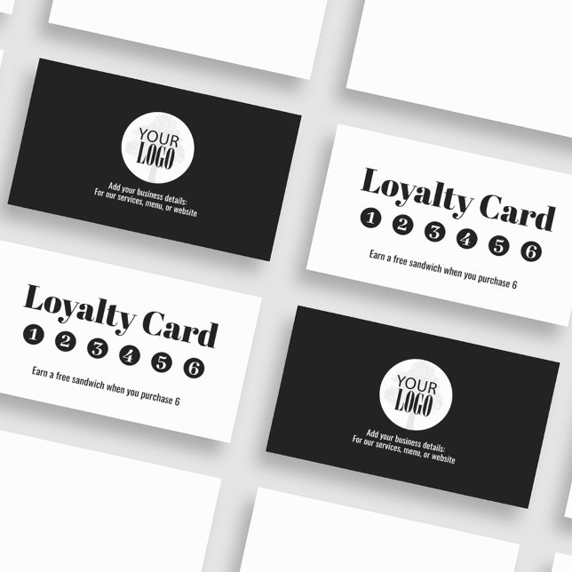 Logotipo comercial de fidelidade simples preto e b (Black and white business loyalty card with your logo. )