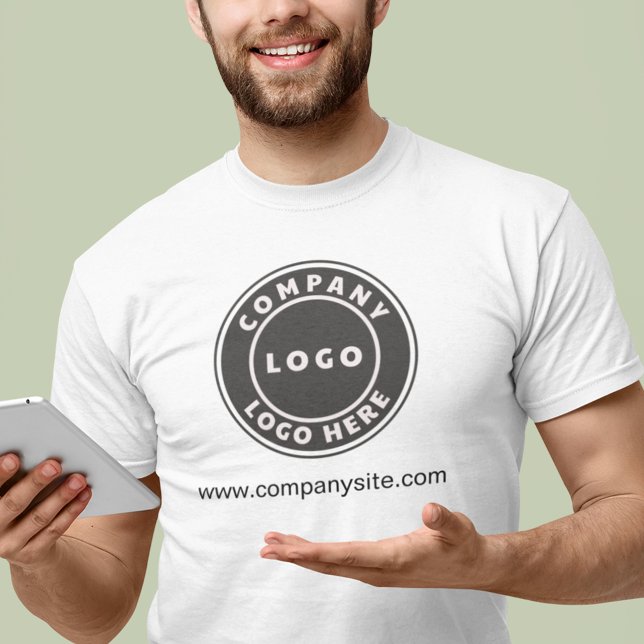Logotipo comercial e personalização do funcionário (Custom Business Logo and Website URL Mens T-Shirt)