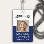 Logotipo comercial personalizado Crachá de foto az<br><div class="desc">Logotipo comercial personalizado Crachá de foto azul para funcionário</div>