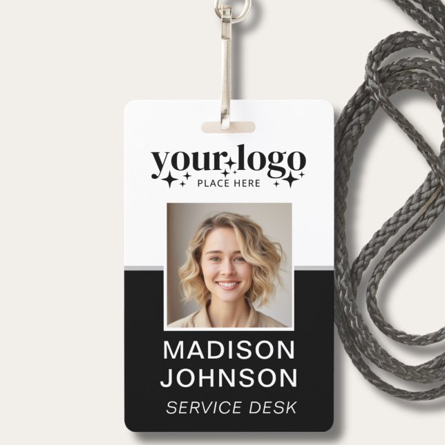 Logotipo comercial personalizado Crachá para ident (Custom Business Logo Employee Photo Black ID Badge)