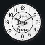 Logotipo comercial personalizado - Relógio grande<br><div class="desc">Faça sua própria foto e números com o relógio redondo</div>
