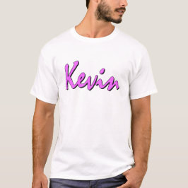 Logotipo cor-de-rosa de Kevin na camisa do pescoço